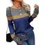 Tankaneo Damen Pullover Colorblock Langarm Rundhals Strickpullover Gestreift Slim Fit Strickwaren Tops