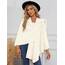 PULI Damen Poncho Schal Cashmere Feeling Strick Cape Cardigan Für Frauen Geschenk Für Mutter Elfenbeinweiß
