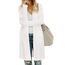 OUGES Weiße Strickjacken füR Damen Lang Cardigan Elegante Leicht Strickjacke Herbst Strickjackenpullover mit Taschen L