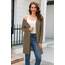 OUGES Strickjacken füR Damen Lang Cardigan Elegante Leicht Strickjacke Herbst Strickjackenpullover mit Taschen M