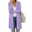 OUGES Strickjacken füR Damen Lang Cardigan Elegante Leicht Strickjacke Herbst Strickjackenpullover mit Taschen Lila S