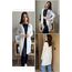 OUGES Weiße Strickjacken füR Damen Lang Cardigan Elegante Leicht Strickjacke Herbst Strickjackenpullover mit Taschen L