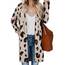 OUGES Damen Leopard Strickjacke Lang Leicht Cardigan Strickmantel mit Taschen(Leopard05,M)
