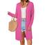 OUGES Strickjacken füR Damen Lang Cardigan Elegante Leicht Strickjacke Herbst Strickjackenpullover mit Taschen Rosenrot XXL