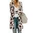 OUGES Damen Leopard Strickjacke Lang Leicht Cardigan Strickmantel mit Taschen(Leopard05,M)