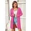 OUGES Strickjacken füR Damen Lang Cardigan Elegante Leicht Strickjacke Herbst Strickjackenpullover mit Taschen Rosenrot XL