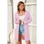 OUGES Strickjacken füR Damen Lang Cardigan Elegante Leicht Strickjacke Herbst Strickjackenpullover mit Taschen Rosa XXL