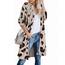 OUGES Damen Leopard Strickjacke Lang Leicht Cardigan Strickmantel mit Taschen(Leopard05,M)