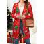 OUGES Strickjacken füR Damen Lang Cardigan Elegante Leicht Strickjacke Weihnachtsstrickjacke mit Taschen M
