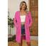 OUGES Strickjacken füR Damen Lang Cardigan Elegante Leicht Strickjacke Herbst Strickjackenpullover mit Taschen Rosenrot XXL