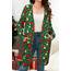 OUGES Strickjacken füR Damen Lang Cardigan Elegante Leicht Strickjacke Weihnachtsstrickjackemit Taschen M