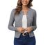 Damen Strickjacke Elegant Langarm Rundhals Cardigan Leicht Bolero Jäckchen mit Knöpfe Weiche Jacke über Top Kleid Grau,L