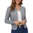 Enjyam Damen Strickjacke Langarm Elegant Kurz Cardigan mit Knöpfe Rundhals Weiche Leichte Jacke zum Top Kleid Hellgrau,L