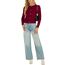 Damen Strickjacke Elegant Langarm Rundhals Cardigan Leicht Bolero Jäckchen mit Knöpfe Weiche Jacke über Top Kleid Weinrot,L