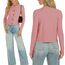 Enjyam Damen Strickjacke Langarm Elegant Kurz Cardigan mit Knöpfe Rundhals Weiche Leichte Jacke zum Top Kleid Lachsrosa,L