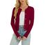 Damen Strickjacke Elegant Langarm Rundhals Cardigan Leicht Bolero Jäckchen mit Knöpfe Weiche Jacke über Top Kleid Weinrot,L