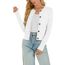 Enjyam Damen Strickjacke Langarm Elegant Kurz Cardigan mit Knöpfe Rundhals Weiche Leichte Jacke zum Top Kleid Weiß,M