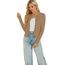 Damen Strickjacke Elegant Langarm Rundhals Cardigan Leicht Jäckchen mit Knöpfe Weiche Strickweste über Top Kleid Kamel,M
