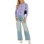 Enjyam Damen Strickjacke Elegant Langarm Rundhals Cardigan Leicht Bolero Jäckchen mit Knöpfe Weiche Strickweste Lila,L