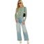 Enjyam Damen Strickjacke Langarm Elegant Kurz Cardigan mit Knöpfe Rundhals Leichte Trachtenjacke zum Top Kleid Salbei,XL