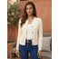 Enjyam Damen Strickjacke Langarm Elegant Kurz Cardigan mit Knöpfe Rundhals Leichte Trachtenjacke zum Top Kleid