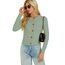 Damen Strickjacke Elegant Langarm Rundhals Cardigan Leicht Bolero Jäckchen mit Knöpfe Weiche Jacke über Top Kleid Salbei,S