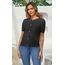 Enjyam Damen Strickjacke Kurzarm Elegant Kurz Cardigan Rundhals Weiche Leichte Sommer Jacke zum Top Kleid Schwarz,S