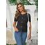 Enjyam Damen Strickjacke Kurzarm Elegant Kurz Cardigan Rundhals Weiche Leichte Sommer Jacke zum Top Kleid Schwarz,L