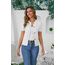 Enjyam Damen Kurze Strickjacke Elegant Kurzarm Rundhals Cardigan Leicht Dünn Bolero Jäckchen über Top Kleid Weiß,XL