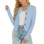 Enjyam Damen Strickjacke Langarm Elegant Kurz Cardigan mit Knöpfe Rundhals Weiche Leichte Jacke zum Top Kleid Blau,L
