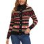 Enjyam Damen Strickjacke Langarm Rundhals Cardigan mit Norweger Strickmuster Weiche Strickweste mit Knopfleiste Schwarz,S