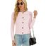 Enjyam Damen Strickjacke Langarm Elegant Kurz Cardigan mit Knöpfe Rundhals Leichte Trachtenjacke zum Top Kleid