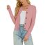 Enjyam Damen Strickjacke Langarm Elegant Kurz Cardigan mit Knöpfe Rundhals Weiche Leichte Jacke zum Top Kleid Lachsrosa,L