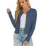 Enjyam Damen Strickjacke Elegant Langarm Rundhals Cardigan Leicht Bolero Jäckchen mit Knöpfe Weiche Jacke über Top Kleid Blau,S