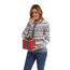 Enjyam Damen Strickjacke Langarm Rundhals Cardigan mit Norweger Strickmuster Weiche Strickweste mit Knopfleiste Grau,L