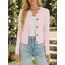 Enjyam Damen Strickjacke Langarm Elegant Kurz Cardigan mit Knöpfe Rundhals Leichte Trachtenjacke zum Top Kleid