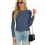 Enjyam Damen Strickjacke Langarm Elegant Kurz Cardigan mit Knöpfe Rundhals Weiche Leichte Jacke zum Top Kleid Blau,M