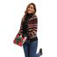 Enjyam Damen Strickjacke Langarm Rundhals Cardigan mit Norweger Strickmuster Weiche Strickweste mit Knopfleiste Schwarz,M