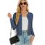 Enjyam Damen Strickjacke Elegant Langarm Rundhals Cardigan Leicht Jäckchen mit Knöpfe Weiche Strickweste über Top Kleid Blau,L