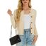 Damen Strickjacke Elegant Langarm Rundhals Cardigan Leicht Bolero Jäckchen mit Knöpfe Weiche Jacke über Top Kleid Beige,XL