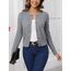 Damen Strickjacke Elegant Langarm Rundhals Cardigan Leicht Bolero Jäckchen mit Knöpfe Weiche Jacke über Top Kleid Grau,S