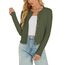 Enjyam Damen Strickjacke Langarm Elegant Kurz Cardigan mit Knöpfe Rundhals Weiche Leichte Jacke zum Top Kleid Grün,L