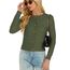 Enjyam Damen Strickjacke Langarm Elegant Kurz Cardigan mit Knöpfe Rundhals Weiche Leichte Jacke zum Top Kleid Grün,M
