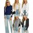 Enjyam Damen Strickjacke Langarm Elegant Kurz Cardigan mit Knöpfe Rundhals Weiche Leichte Jacke zum Top Kleid Navy,S