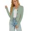 Enjyam Damen Strickjacke Langarm Elegant Kurz Cardigan mit Knöpfe Rundhals Leichte Trachtenjacke zum Top Kleid Salbei,XL