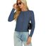 Enjyam Damen Strickjacke Langarm Elegant Kurz Cardigan mit Knöpfe Rundhals Weiche Leichte Jacke zum Top Kleid Blau,M