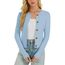 Enjyam Damen Strickjacke Langarm Elegant Kurz Cardigan mit Knöpfe Rundhals Weiche Leichte Jacke zum Top Kleid Blau,L