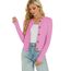 Enjyam Damen Strickjacke Elegant Langarm Rundhals Cardigan Leicht Bolero Jäckchen mit Knöpfe Weiche Jacke über Top Kleid Rosa,XL