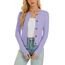 Enjyam Damen Strickjacke Elegant Langarm Rundhals Cardigan Leicht Bolero Jäckchen mit Knöpfe Weiche Strickweste Lila,L