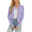 Enjyam Damen Strickjacke Langarm Elegant Kurz Cardigan mit Knöpfe Rundhals Weiche Leichte Jacke zum Top Kleid Lila,M